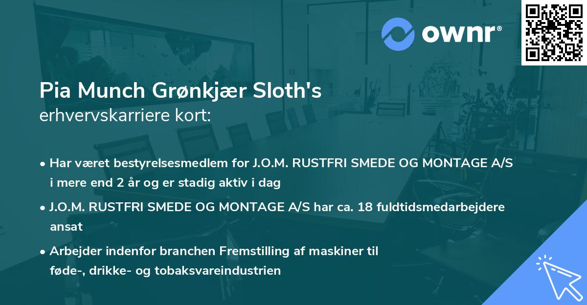 Pia Munch Grønkjær Sloth's erhvervskarriere kort