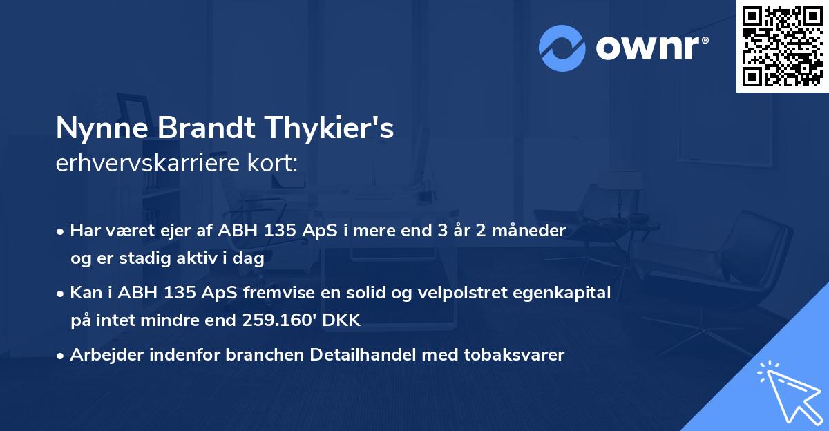 Nynne Brandt Thykier's erhvervskarriere kort