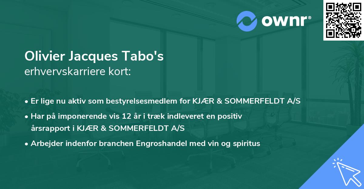 Olivier Jacques Tabo's erhvervskarriere kort