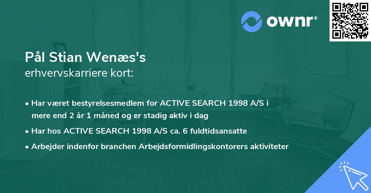 Pål Stian Wenæs's erhvervskarriere kort