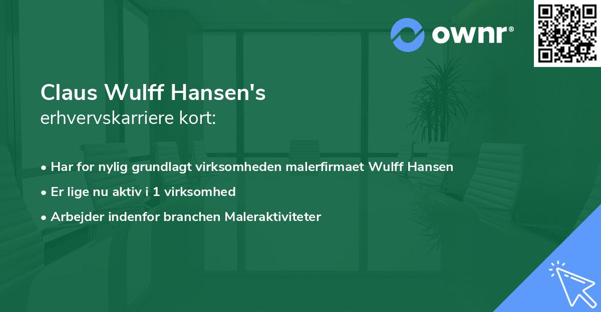 Claus Wulff Hansen's erhvervskarriere kort