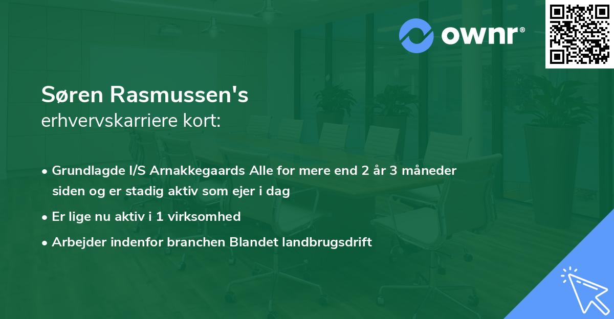 Søren Rasmussen's erhvervskarriere kort