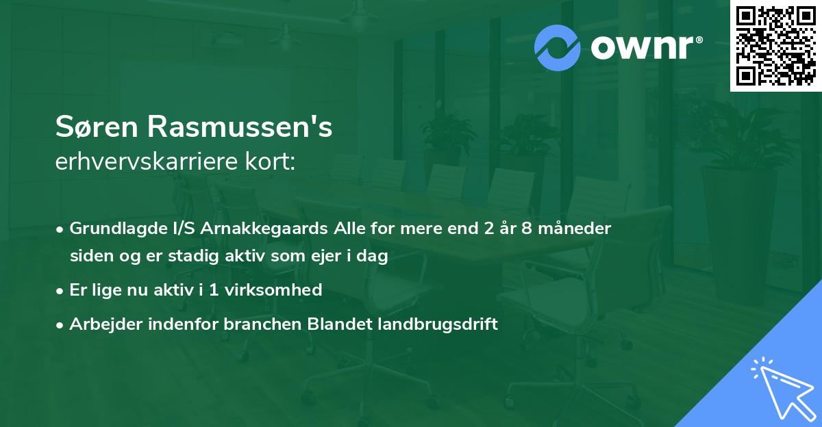 Søren Rasmussen's erhvervskarriere kort