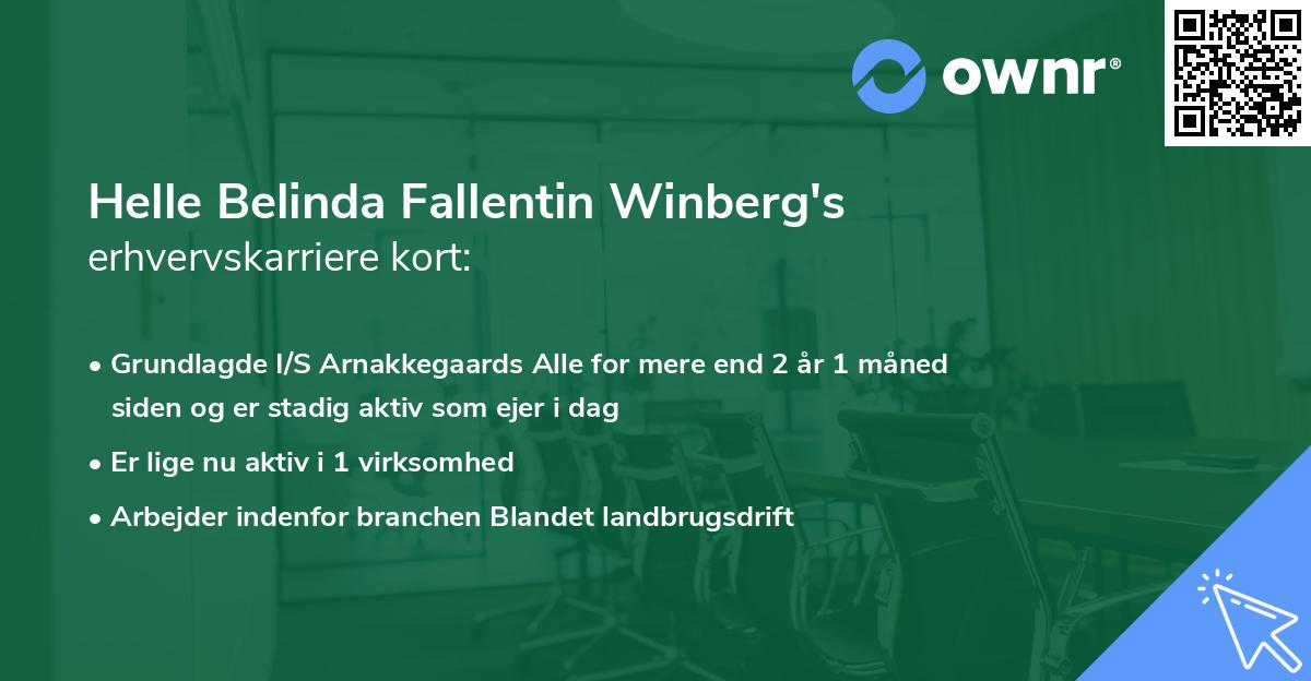 Helle Belinda Fallentin Winberg's erhvervskarriere kort