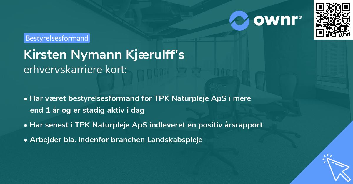 Kirsten Nymann Kjærulff's erhvervskarriere kort