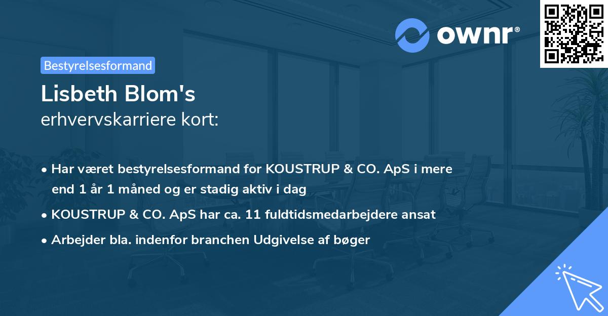 Lisbeth Blom's erhvervskarriere kort