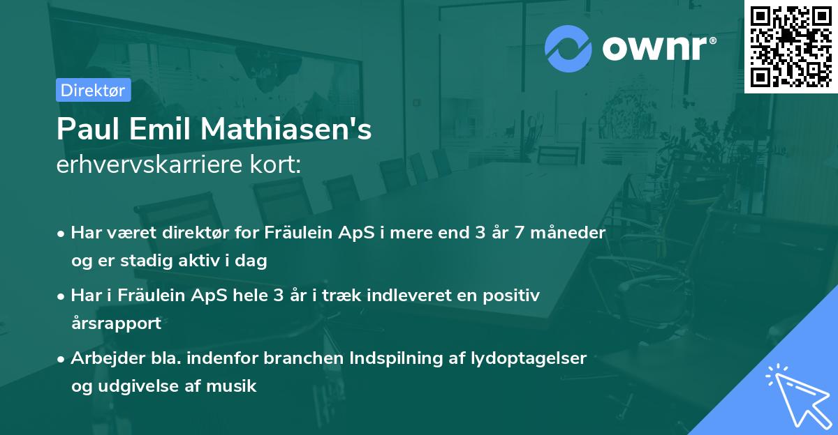 Paul Emil Mathiasen's erhvervskarriere kort