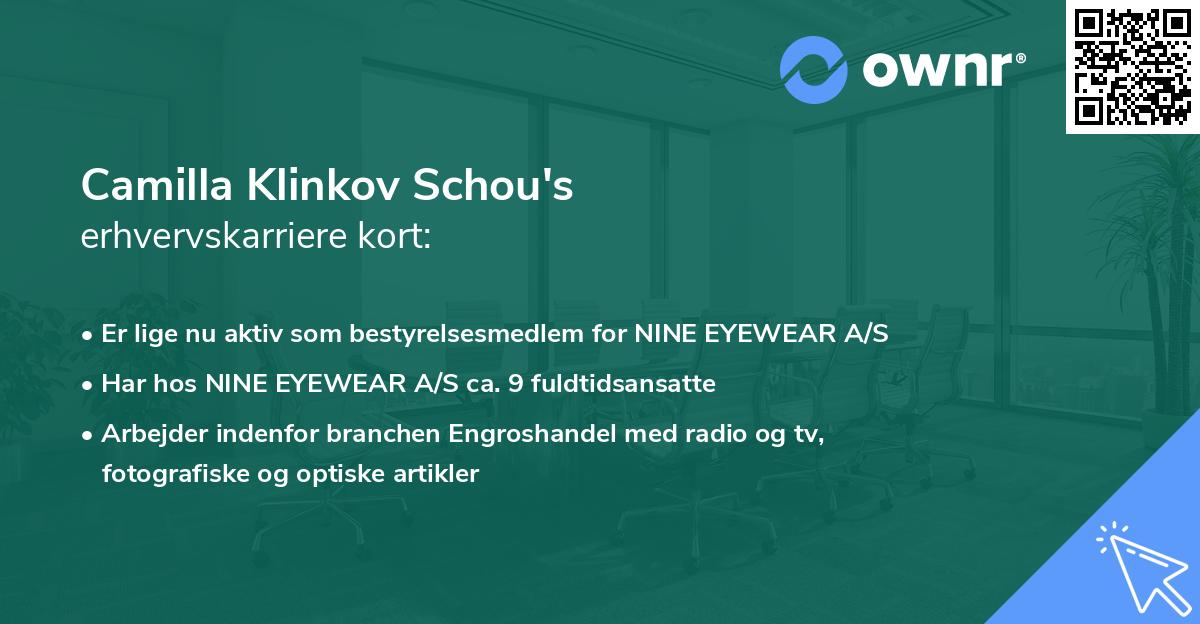 Camilla Klinkov Schou's erhvervskarriere kort