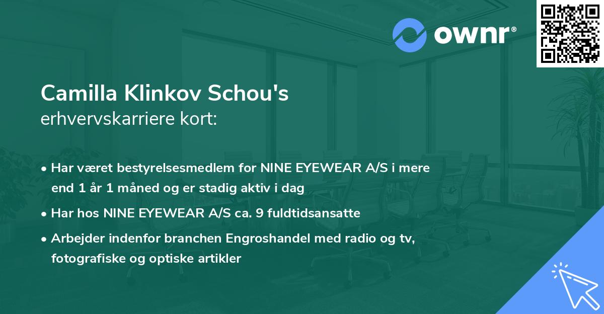 Camilla Klinkov Schou's erhvervskarriere kort