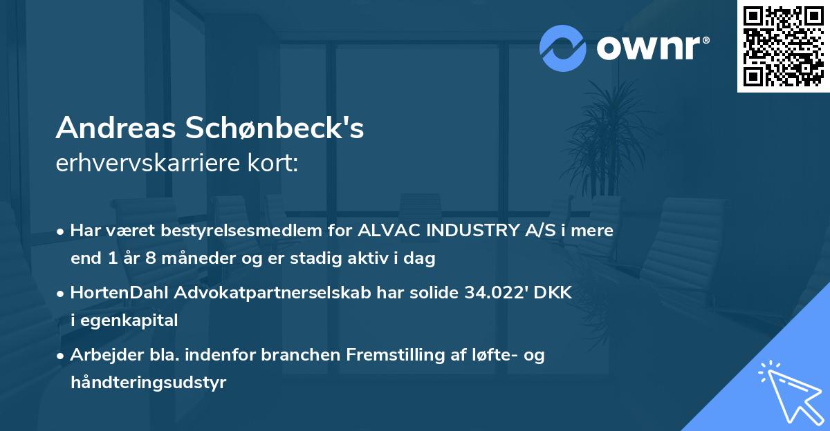 Andreas Schønbeck's erhvervskarriere kort