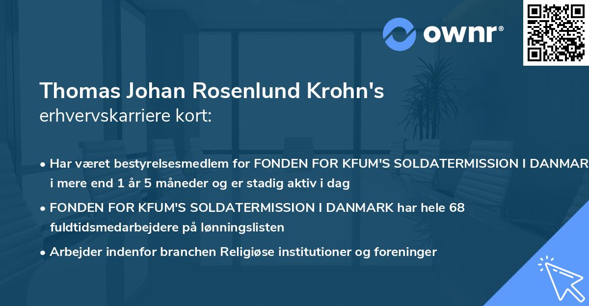 Thomas Johan Rosenlund Krohn's erhvervskarriere kort