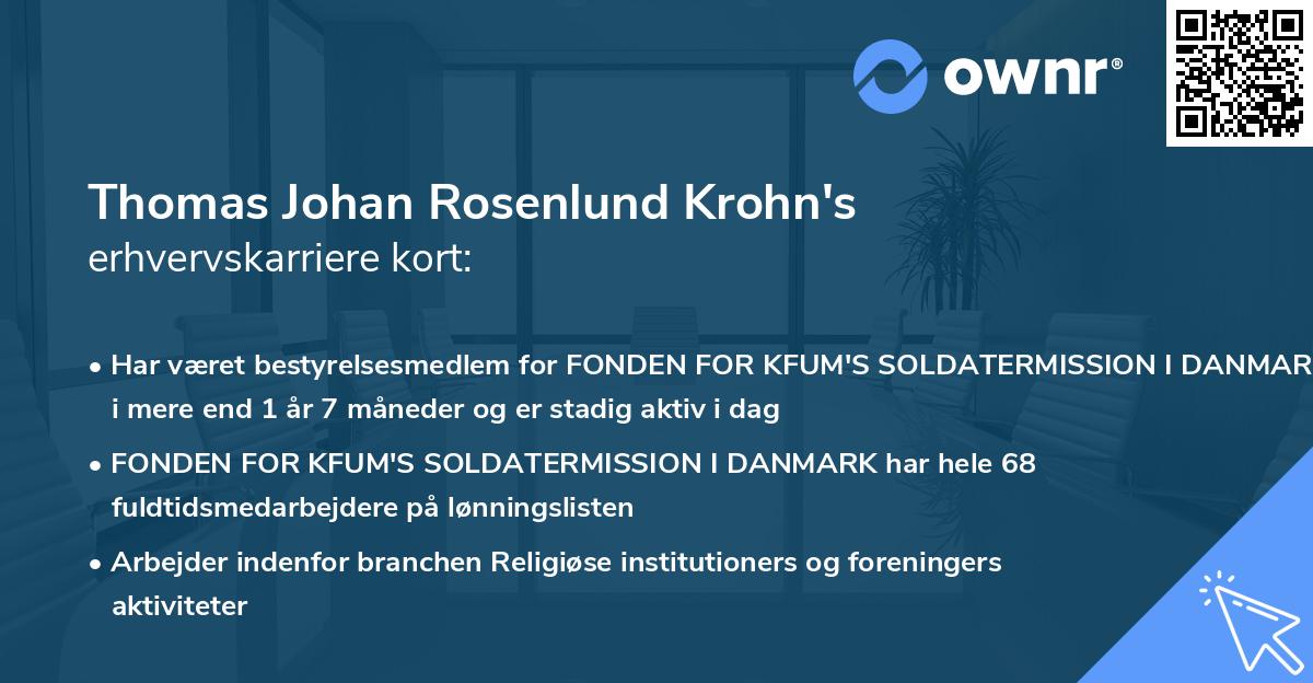 Thomas Johan Rosenlund Krohn's erhvervskarriere kort