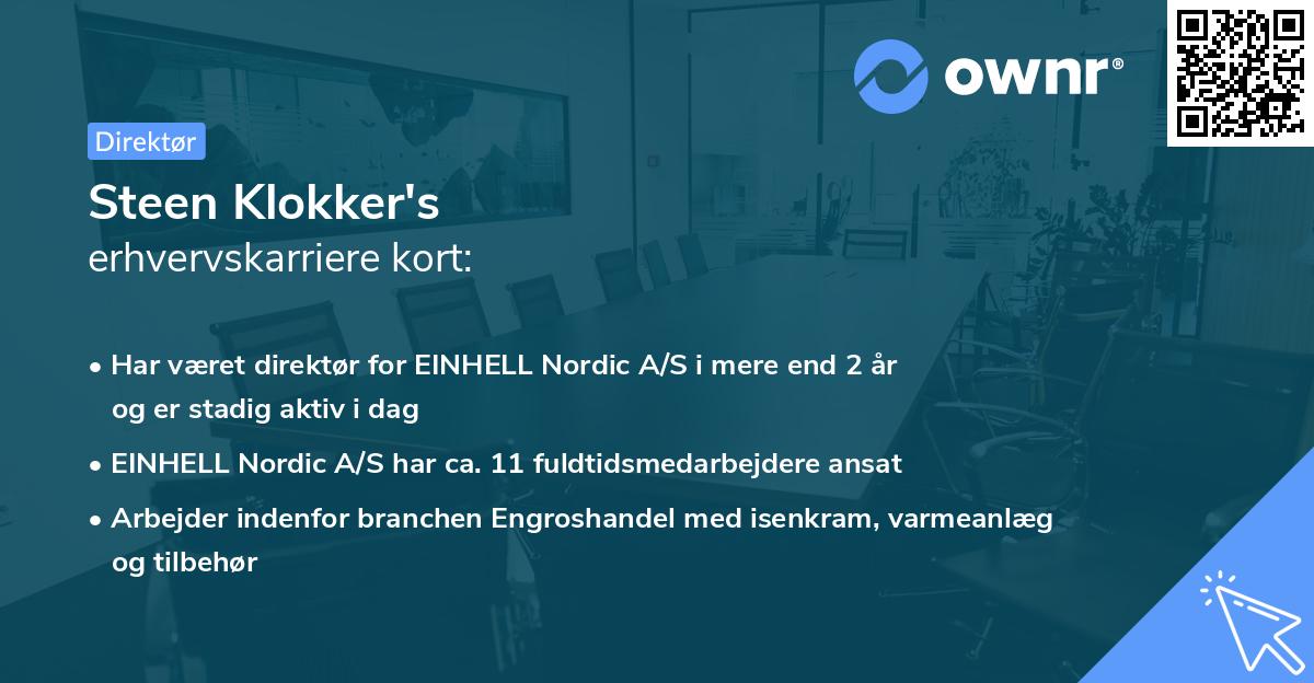 Steen Klokker's erhvervskarriere kort