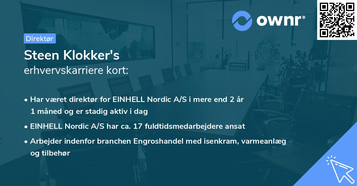 Steen Klokker's erhvervskarriere kort