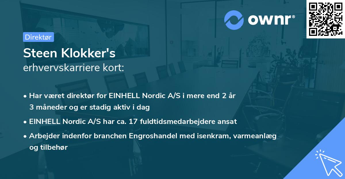 Steen Klokker's erhvervskarriere kort