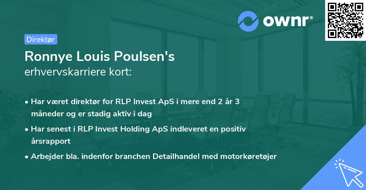 Ronnye Louis Poulsen's erhvervskarriere kort