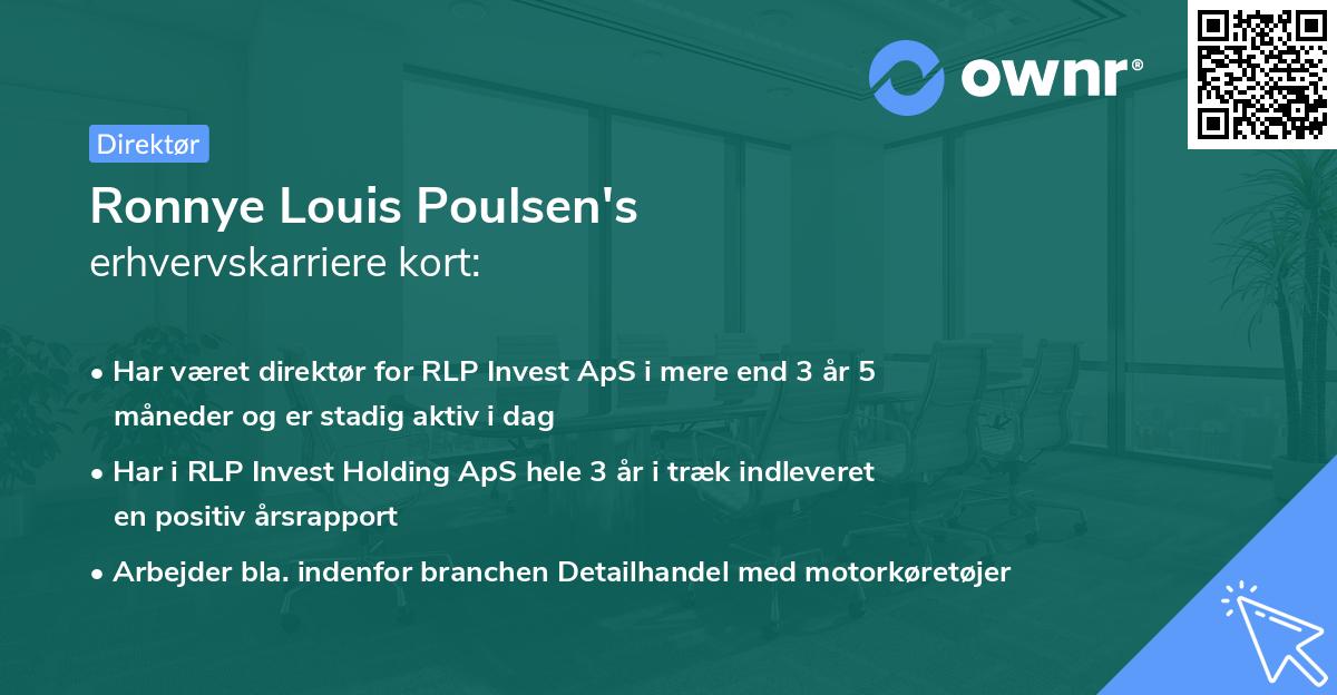 Ronnye Louis Poulsen's erhvervskarriere kort