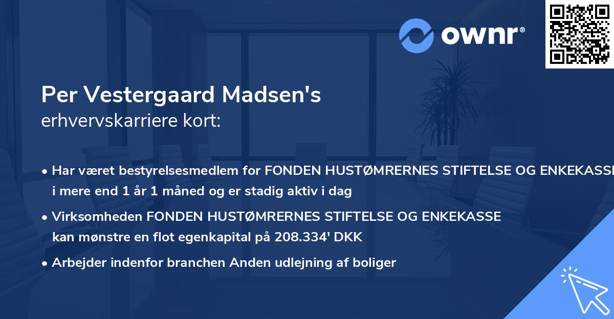 Per Vestergaard Madsen's erhvervskarriere kort