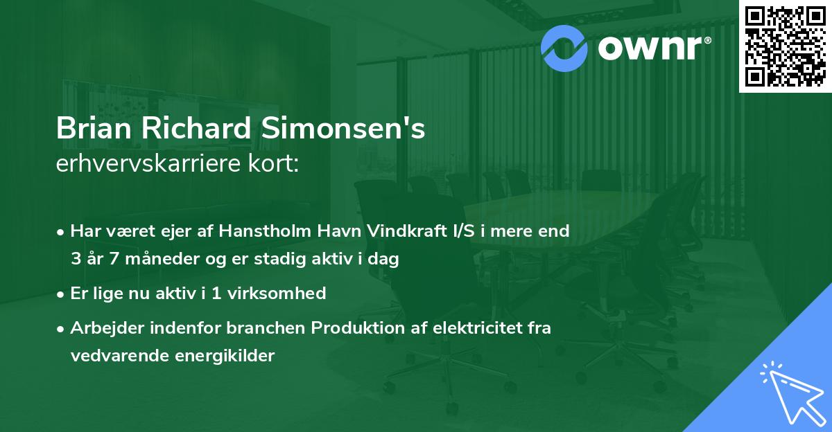 Brian Richard Simonsen's erhvervskarriere kort