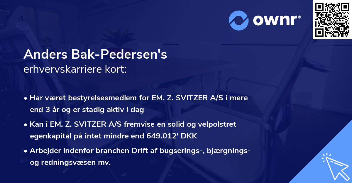 Anders Bak-Pedersen's erhvervskarriere kort