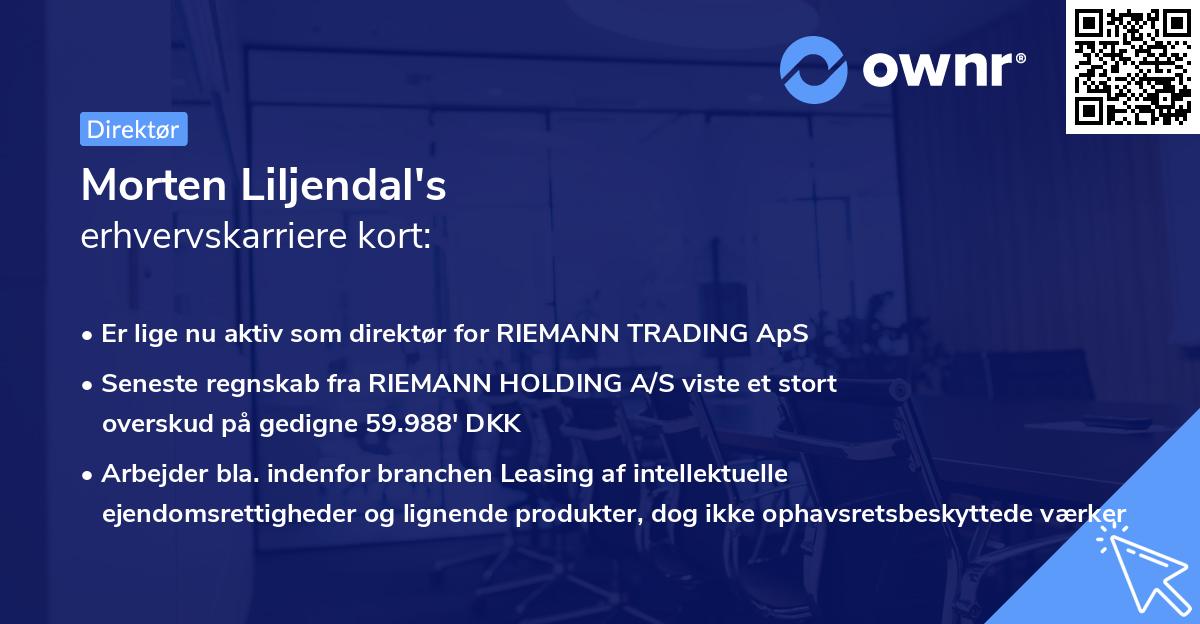 Morten Liljendal's erhvervskarriere kort