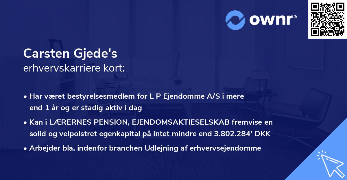 Carsten Gjede's erhvervskarriere kort