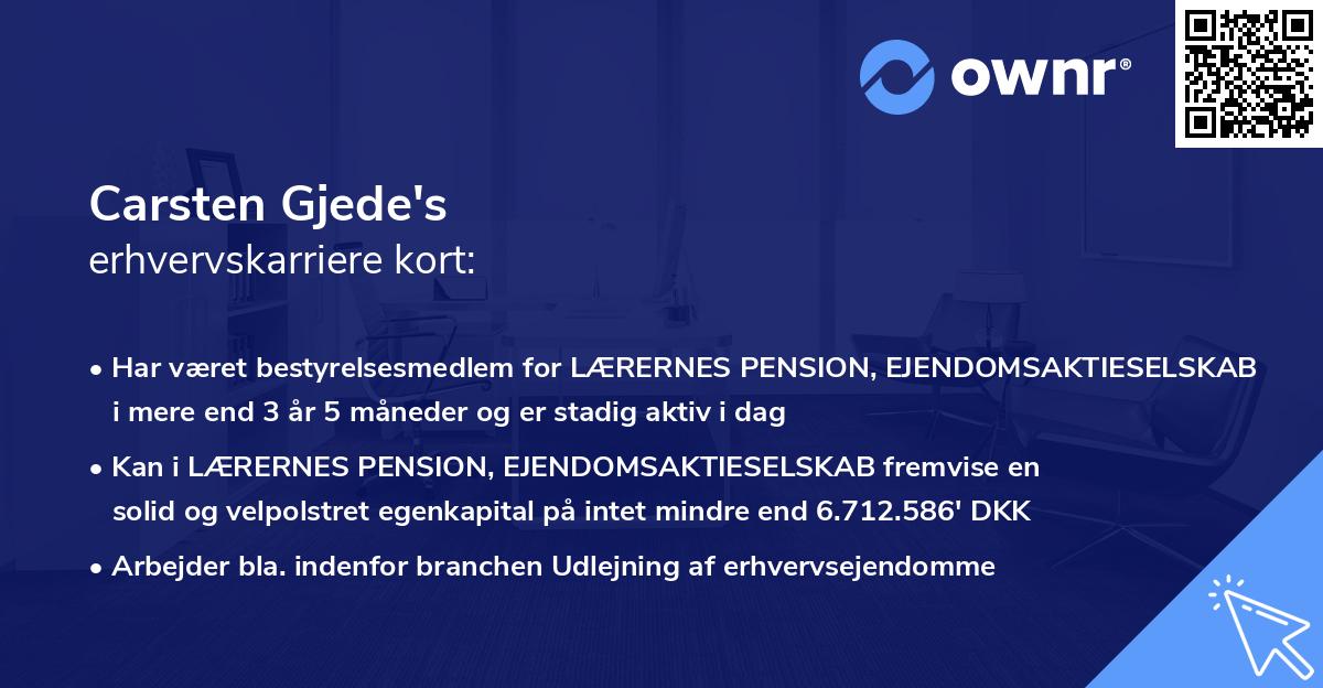 Carsten Gjede's erhvervskarriere kort