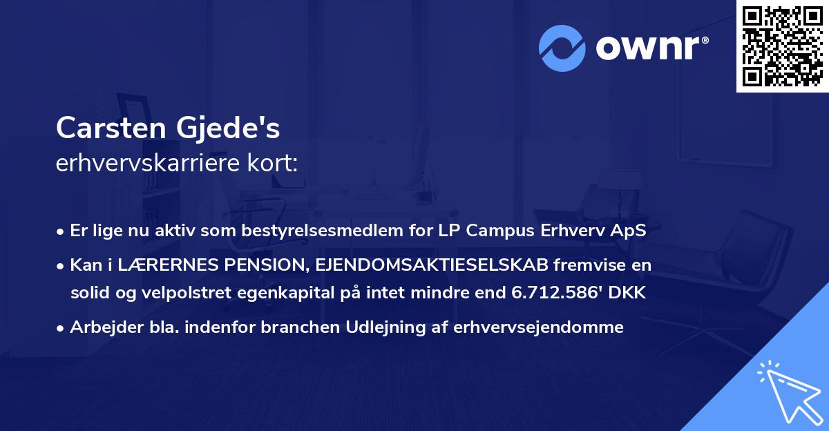 Carsten Gjede's erhvervskarriere kort