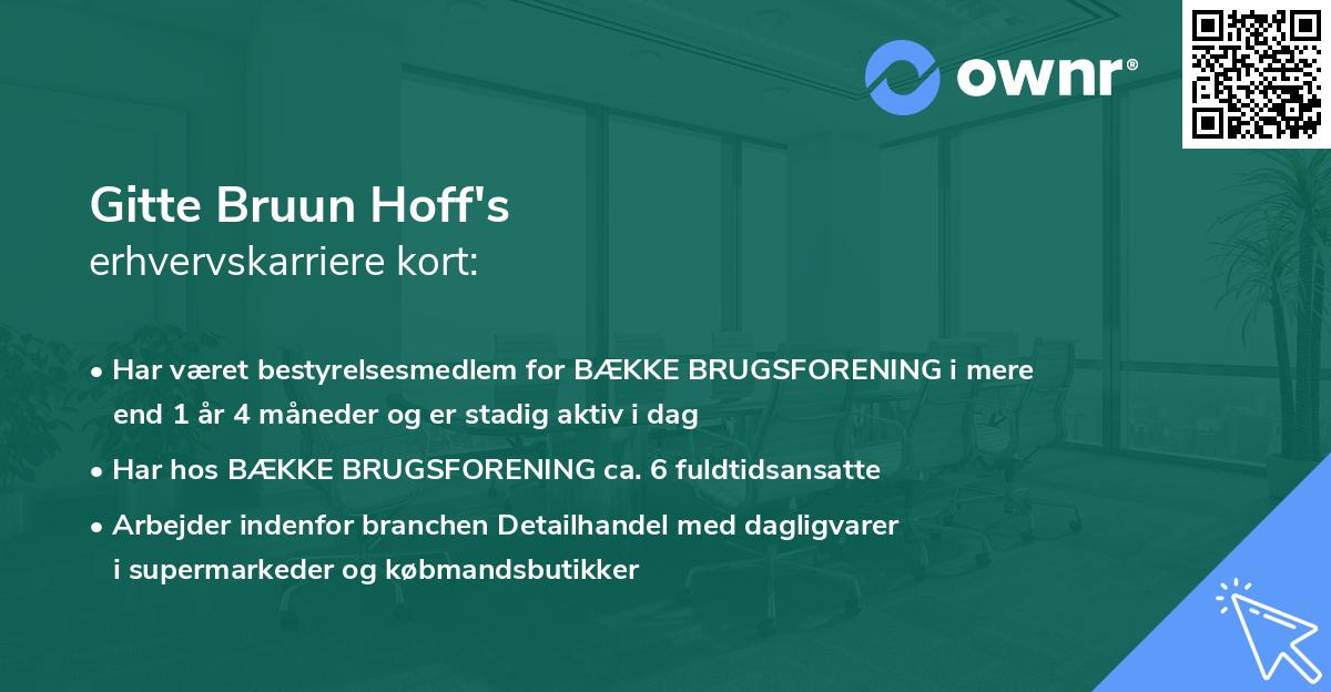 Gitte Bruun Hoff's erhvervskarriere kort