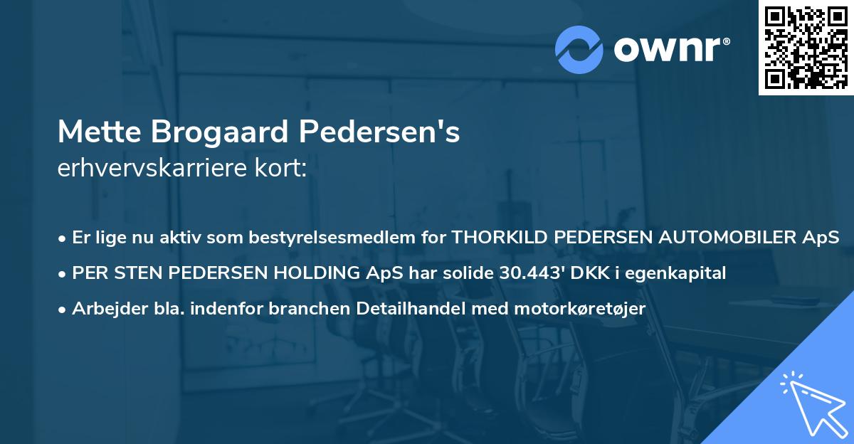 Mette Brogaard Pedersen's erhvervskarriere kort