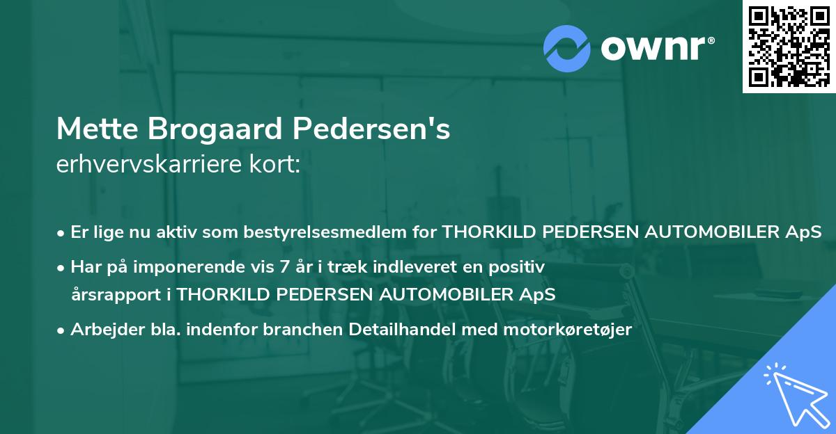 Mette Brogaard Pedersen's erhvervskarriere kort