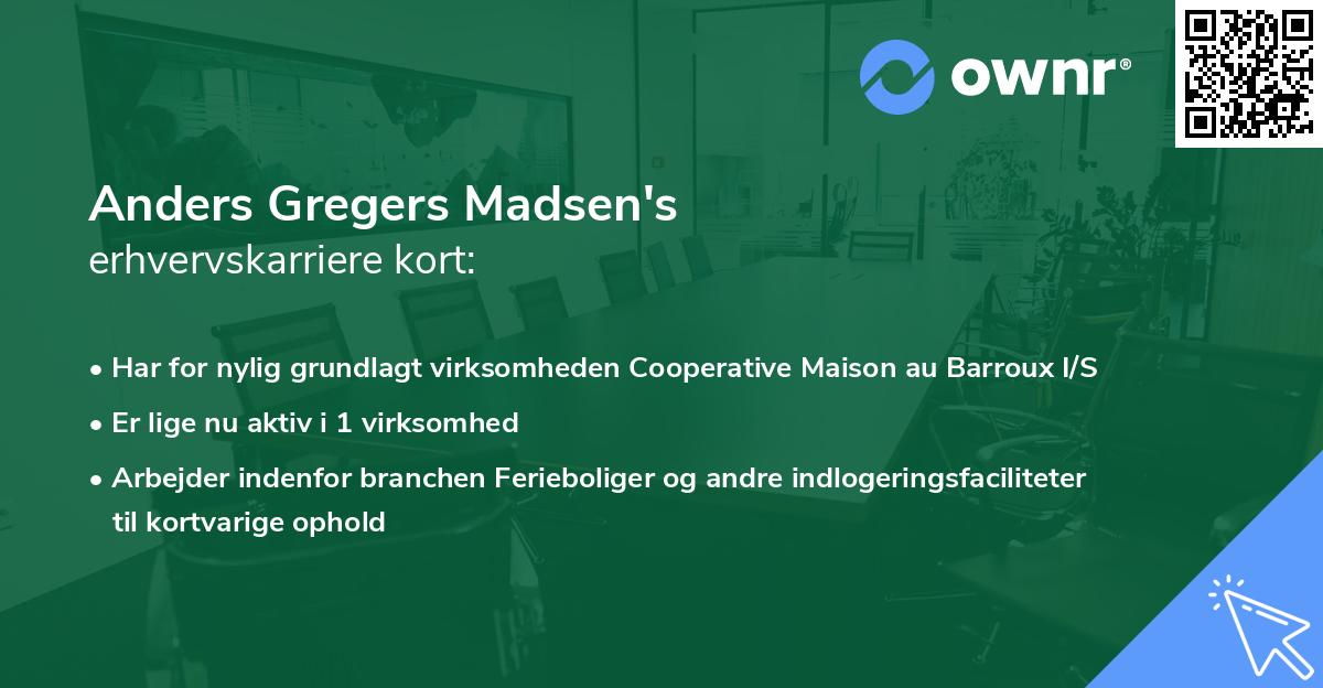 Anders Gregers Madsen's erhvervskarriere kort