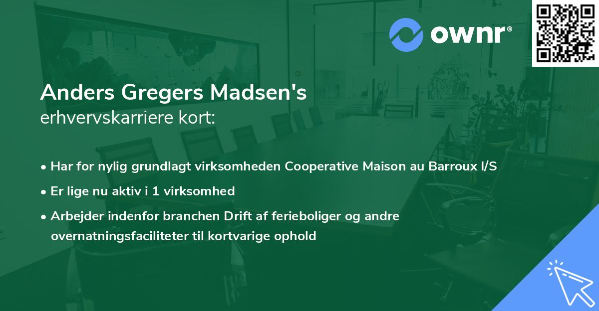 Anders Gregers Madsen's erhvervskarriere kort