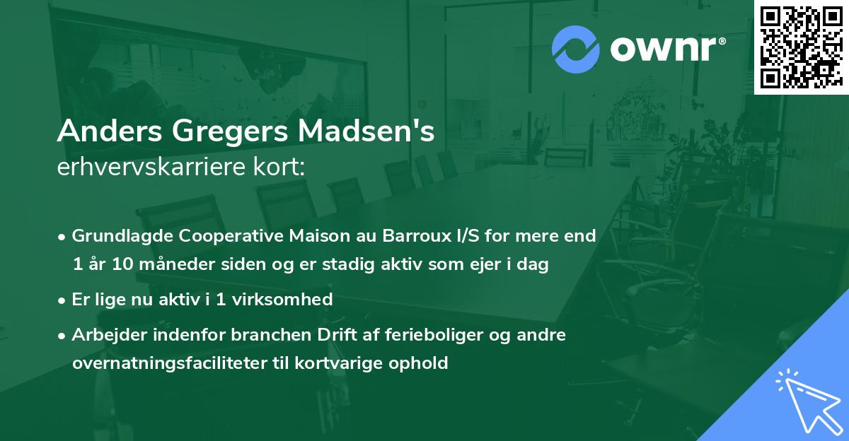 Anders Gregers Madsen's erhvervskarriere kort