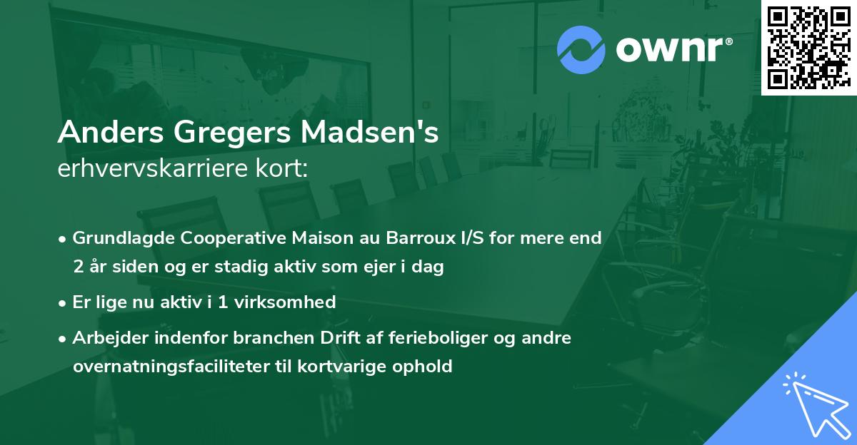 Anders Gregers Madsen's erhvervskarriere kort