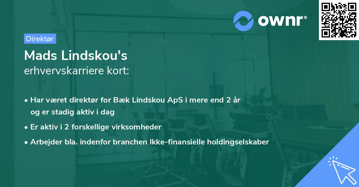 Mads Lindskou's erhvervskarriere kort