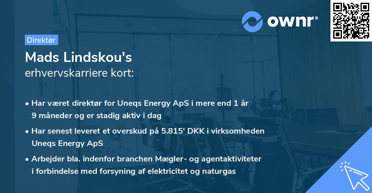 Mads Lindskou's erhvervskarriere kort