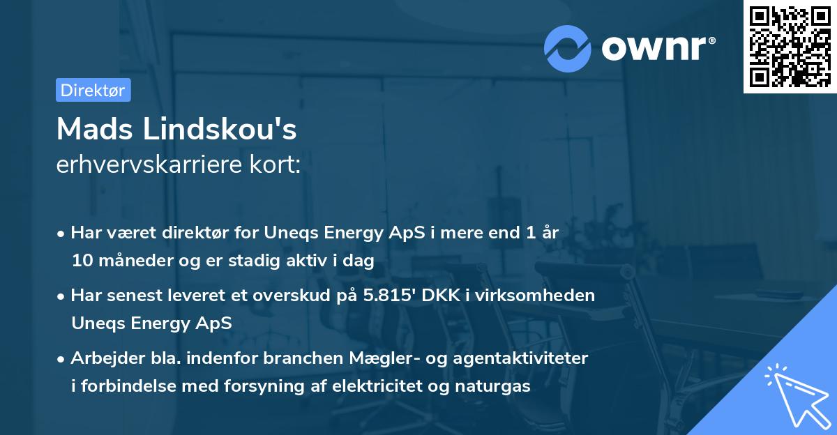 Mads Lindskou's erhvervskarriere kort