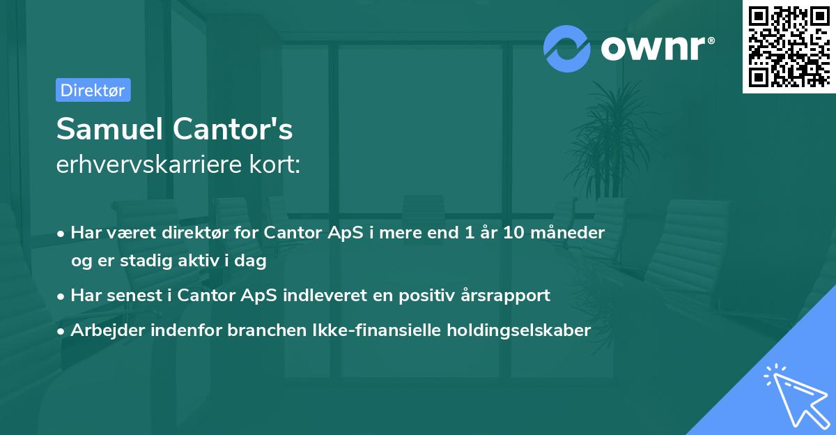 Samuel Cantor's erhvervskarriere kort