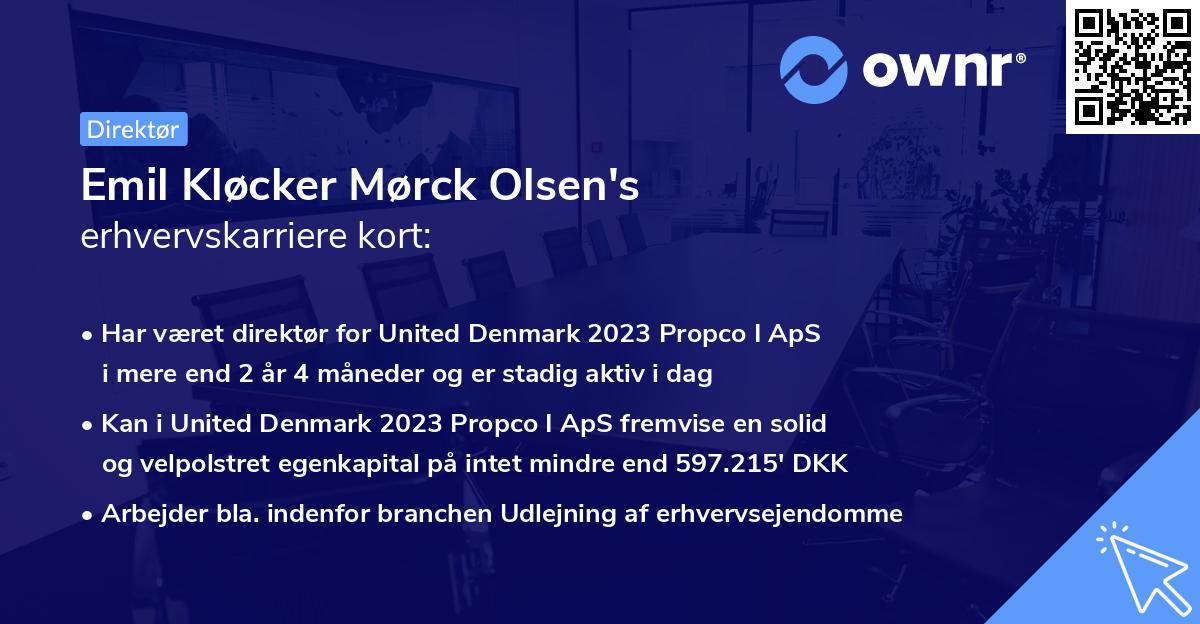 Emil Kløcker Mørck Olsen's erhvervskarriere kort