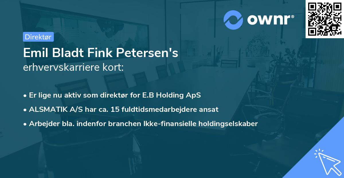 Emil Bladt Fink Petersen's erhvervskarriere kort