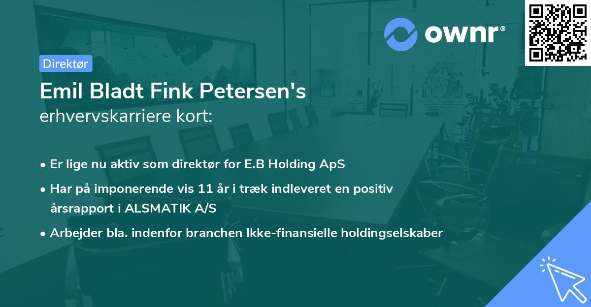 Emil Bladt Fink Petersen's erhvervskarriere kort