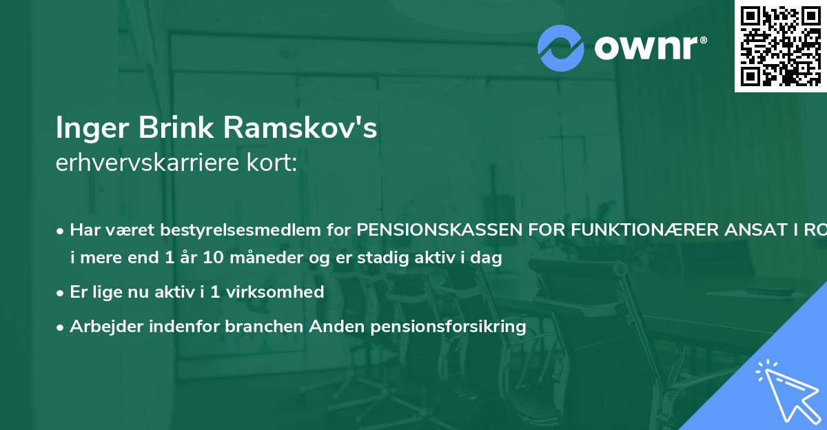 Inger Brink Ramskov's erhvervskarriere kort
