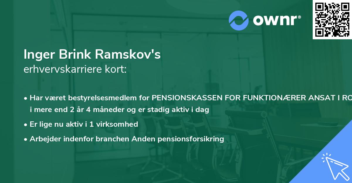 Inger Brink Ramskov's erhvervskarriere kort