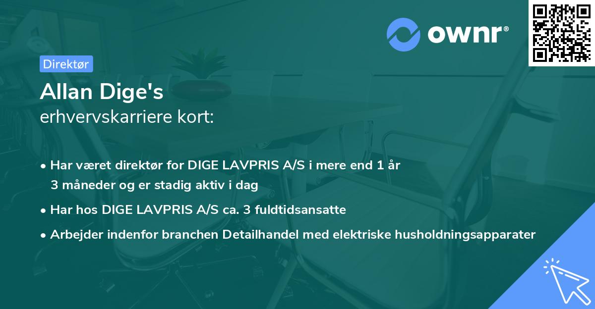 Allan Dige's erhvervskarriere kort