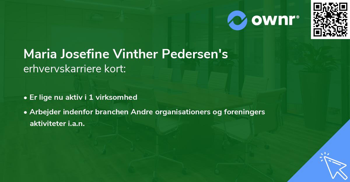 Maria Josefine Vinther Pedersen's erhvervskarriere kort