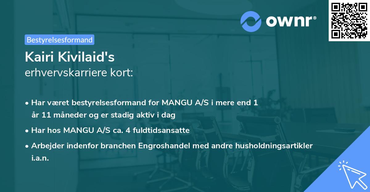 Kairi Kivilaid's erhvervskarriere kort