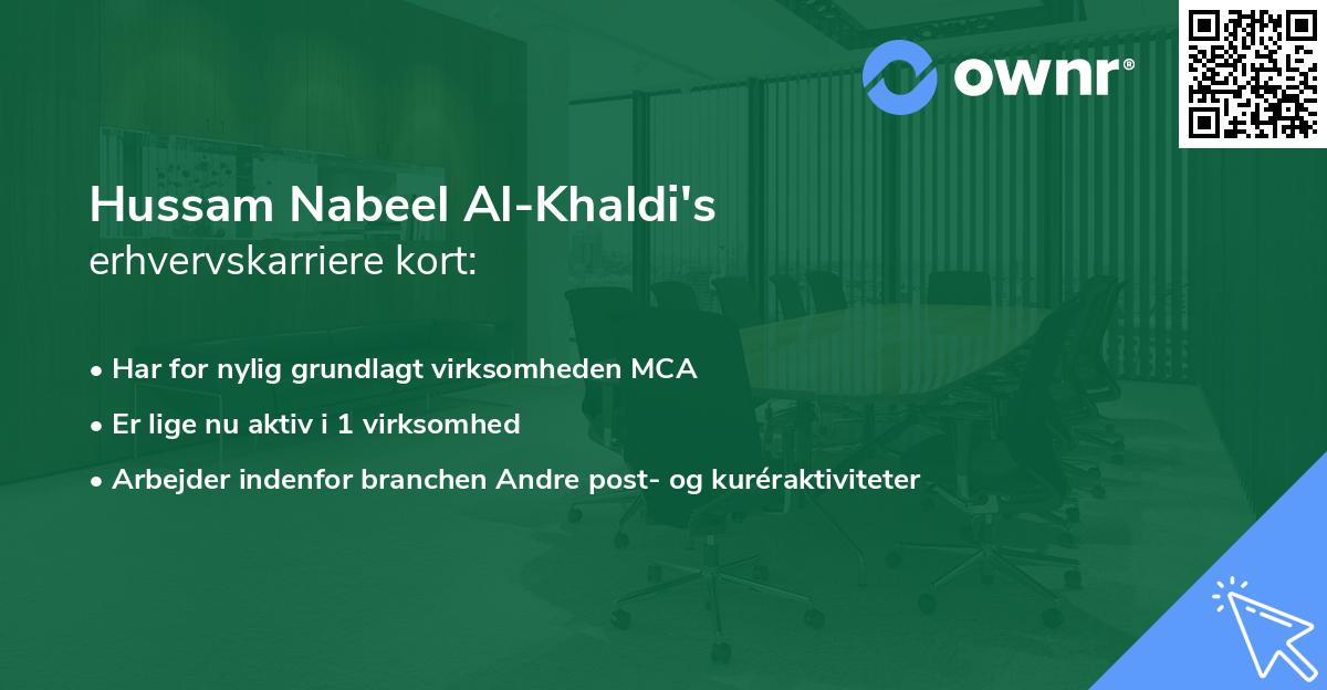 Hussam Nabeel Al-Khaldi's erhvervskarriere kort