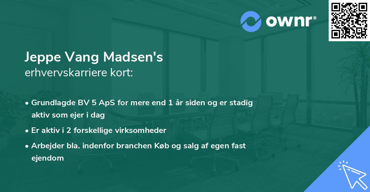 Jeppe Vang Madsen's erhvervskarriere kort