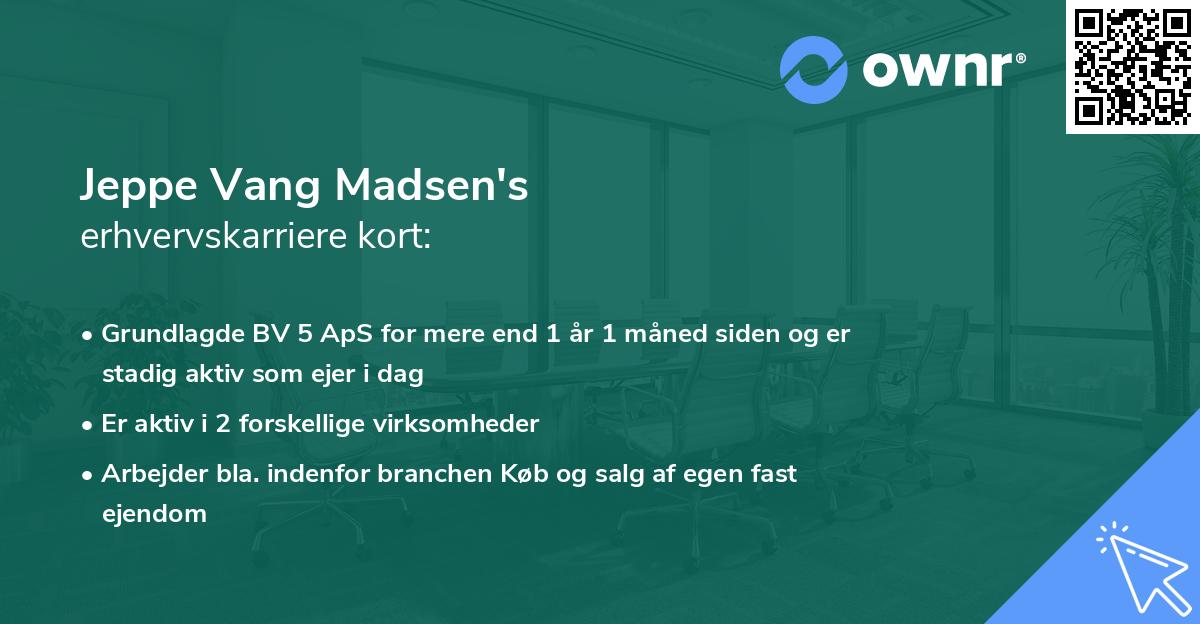 Jeppe Vang Madsen's erhvervskarriere kort
